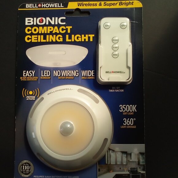 BIONIC COMPACT CEILING LIGHT WIRELESS & SUPER BRIGHT 3500K LIGHT & 36O DEGREES - Picture 1 of 7